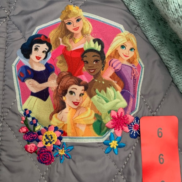Disney Princess Kids 3-Piece Set, Fleece Jacket T-Shirt & Leggings Gray/Cream, 6 - Picture 5 of 9